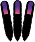 Mont Bleu Rainbow Crystal Nail File in Black Pouch - Small - Purse Size - Czech Tempered Glass - Handmade in Czech Republic - Fingernail Nail File