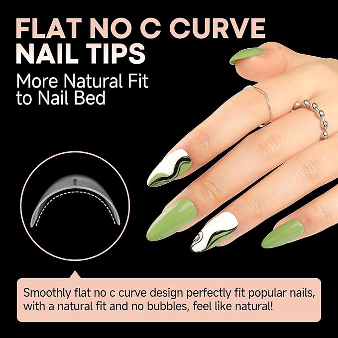 UNA GELLA Medium Almond Gel Nail Tips: Full Matte Almond Shape Nail Tips Half Cover 216pcs Medium Almonds Press On Nails DIY Salon for Fake Acrylic False Nails 12 Sizes, Saving Design Gelly Tips
