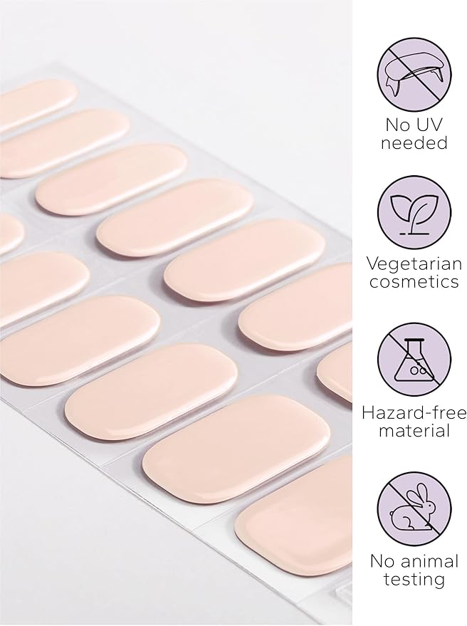 Nail Polish Strips – 32PCS UV Free Salon Quality Wraps, Long Lasting Gel Nail Stickers for Women (Vanilla White)