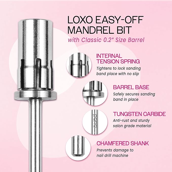 pana Loxo Silver Color Easy-Off Mandrel Bit 3/32Inch Shanks- For Nail Drill/File Made in USA