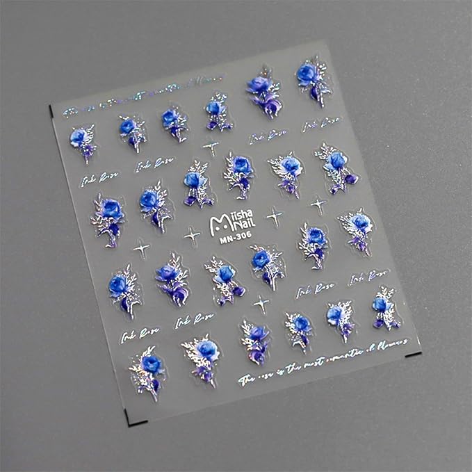 Dedyel Rose Nail Art Stickers 3D Floral Nail Decals Valentine Bridal Nail Art, Rose Design Self-Adhesive Nail Stickers for Women Girls DIY Nail Decoration