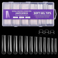 Long Square Nail Tips, 240Pcs Full Cover Soft Gel Nail Tips Pre-shaped 3XL Straight Shape Clear Acrylic False Nail Fake Nail Extension Press On for Salon Home DIY 12 Sizes