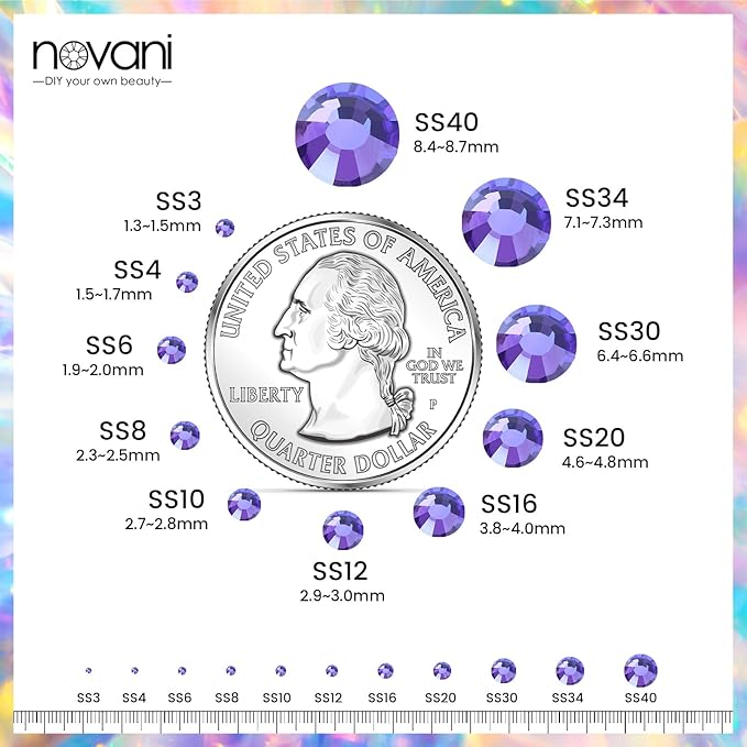 Novani Purple Rhinestones, Flatback Loose Crystal Gemstones 1440pcs Glass Rhinestones for Clothes Shoes Crafts Makeup Nail Art and DIY Decorations(SS16, Purple Velvet)