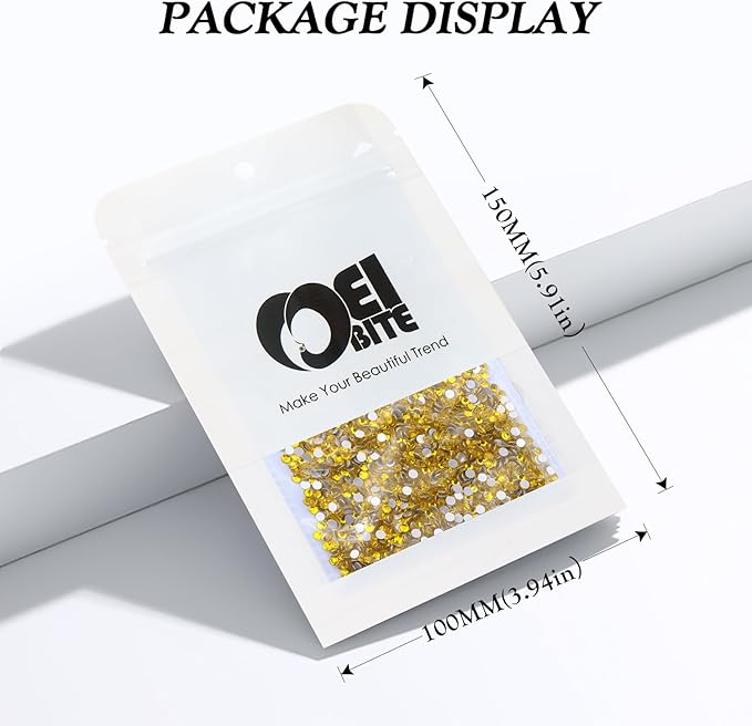 Yellow Flatback Rhinestones, Glass Rhinestones for Nail Art and Craft, Glue Fix, Loose Crystal Gemstones(Yellow, SS6, 2880pcs, 1.9-2.0mm)