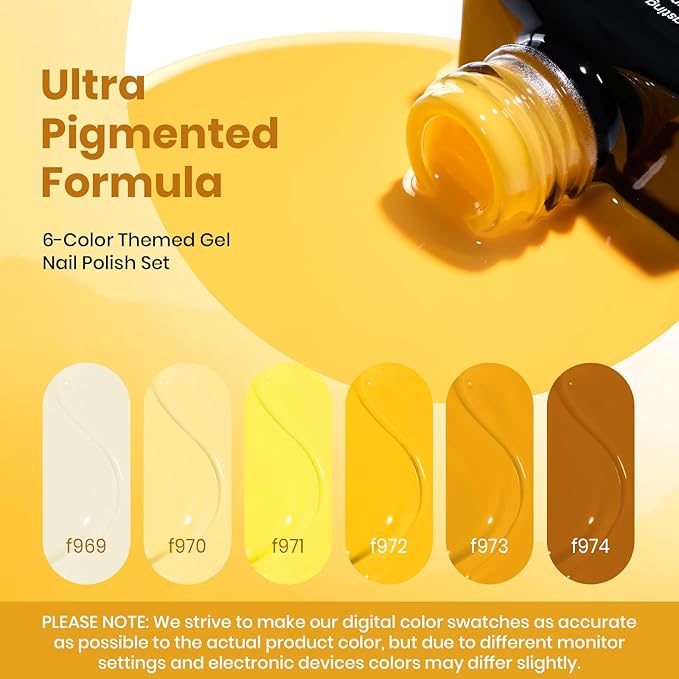 Beetles Yellow Gel Polish Set - Lemon Whisper Collecion, Butter Pastel Light Yellow Gel Polish Set Spring Colors UV LED Soak Off Nail for Autumn Manicure