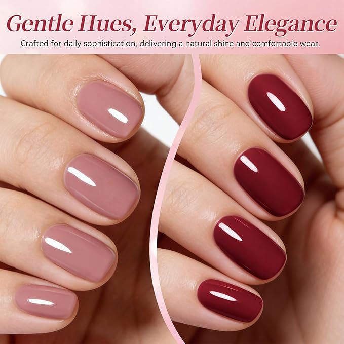 BORN PRETTY Nude Gel Nail Polish,Nude Pink Red Skin Tone Natural Colors Gel Polish Kit for Salon Manicure and Nail Art DIY at Home Valentine's Day Gift