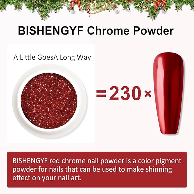 Red Green Chrome Nail Powder - Christmas Nail Chrome Powder Holographic Mirror Metalic Effect Chrome Powder For Nails for Christmas Home DIY Nail Art