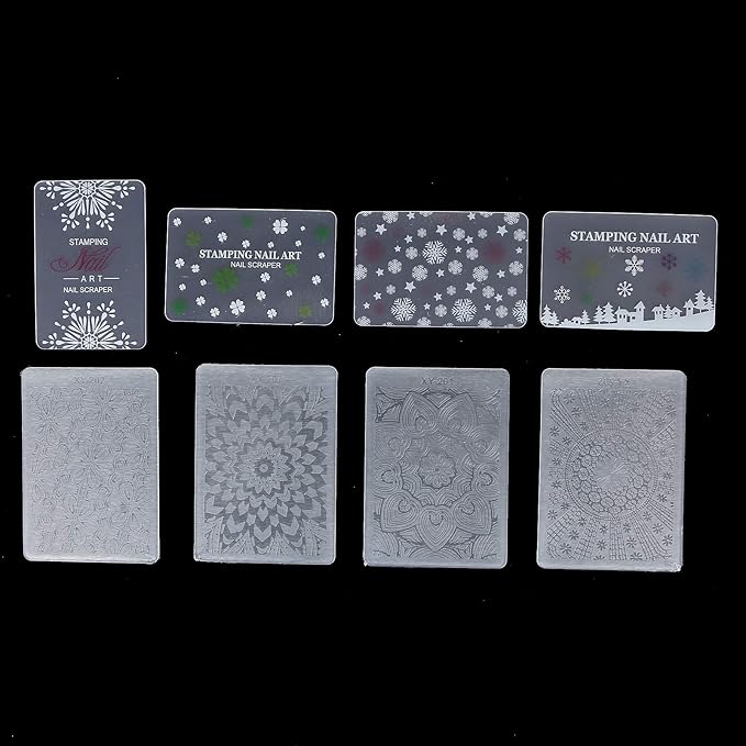 Nail Stamper Kit, 4Sets Manicure Art Stampers Silicone Nail Stamp Pens Stamping Plates Double Ended with Nail Seal Plate Manicure Stamp Pen Set for Home Nail Salon Manicure Tools