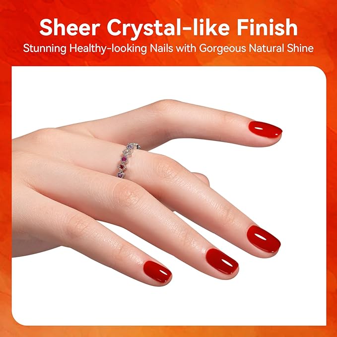 MEGIOR Capsicum Red Gel Nail Polish 0.5 Fl Oz Amber Red Neutral Transparent Colors Soak Off UV LED Lamp Light Cure Gel Polish Kit for Salon and Nail Art Starter Manicure DIY at Home