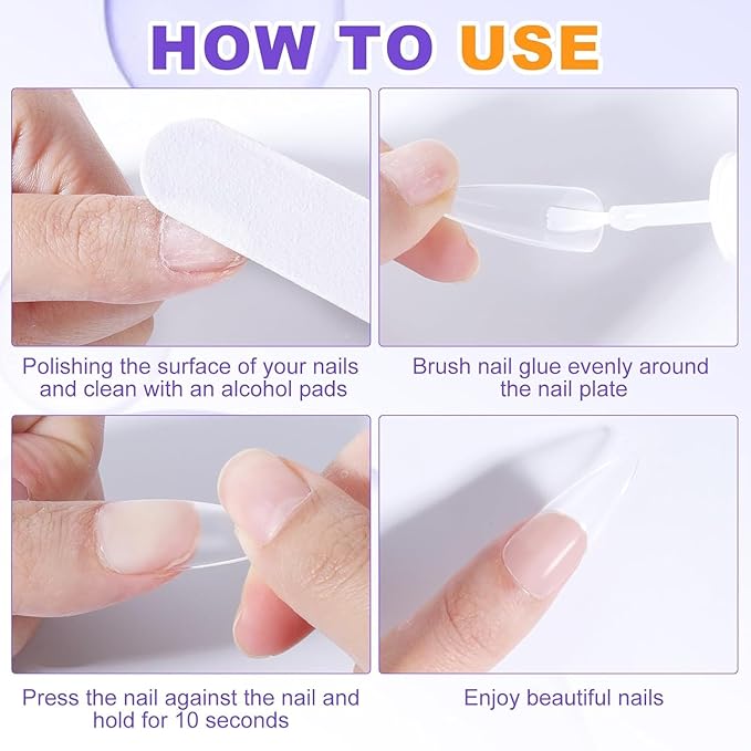 NXJ INFILILA Nail Glue, Professional Brush On Nail Glue, Nail Glue for Acylic Nails, Nail Glue for Press On Nails Fasle Nails Fake Nails Tips Glue Adhesive Long Lasting 7ML/0.23OZ