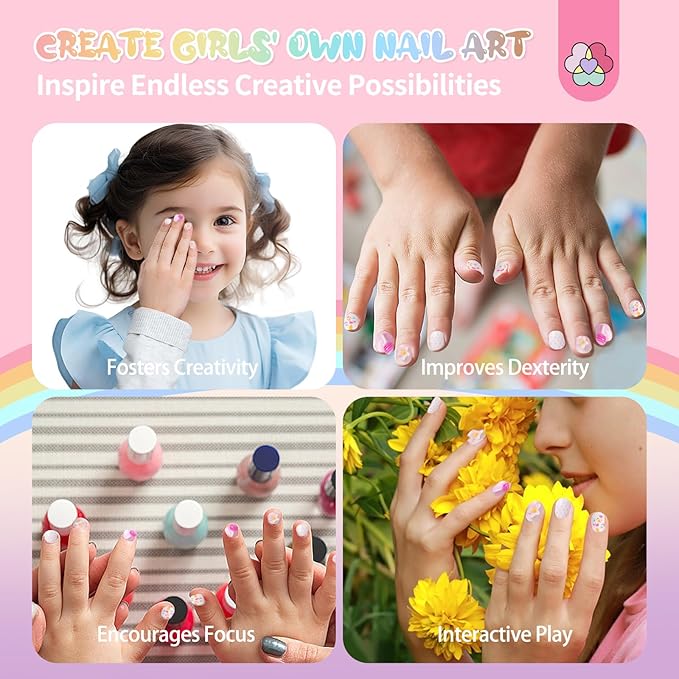 SAVILAND 3D Press on Nails for Kids: 7 Pack Kids Press on Nails for 5-9 Years Pre Glue Full Cover Short Kid Fake Nails Stick On Children Artificial False Nail Tips Fingernails Christmas Gifts for Kid