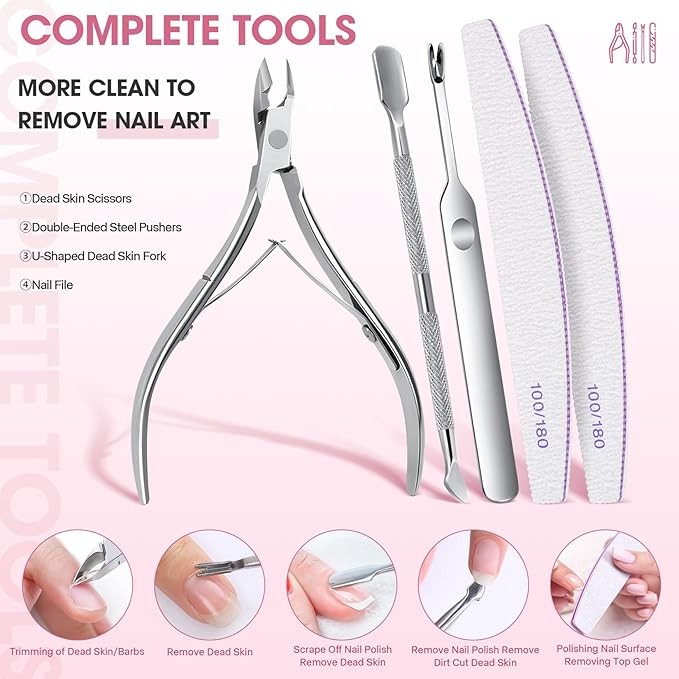 Automatic Upgraded Gel Nail Polish Removal Electric Steam Nail Remover Machine Set, Various Nail Gel Nail Chips Without Harming Hands Nail Art Tools Nail Remover Tools Set