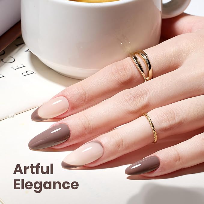 Beetles Brown Gel Nail Polish - Latte Routine HEMA-Free Gel Polish Coffee Light Brown Long-Lasting Soak Off UV LED Nail Art Home Neutral Taupe Nail Color, 8ml