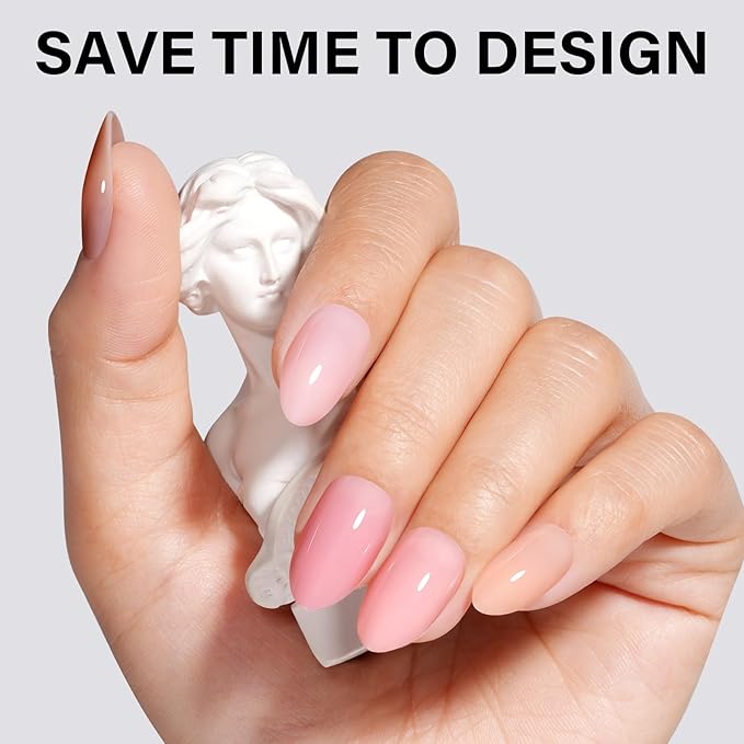 AILLSA RealFit Nude Pink Press On Nails Short Almond - Pre-Shaped 4 in 1 False Nail Tips Set, Long Lasting Nail Extensions for Salon Home DIY Gifts 150 PCS
