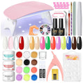Acrylic Nail kit Starter Set 3Pcs Acrylic Powder with U V Light 12Pcs Glitter Powders 100Pcs Fake Tips Nail Art Home Gifts for Women