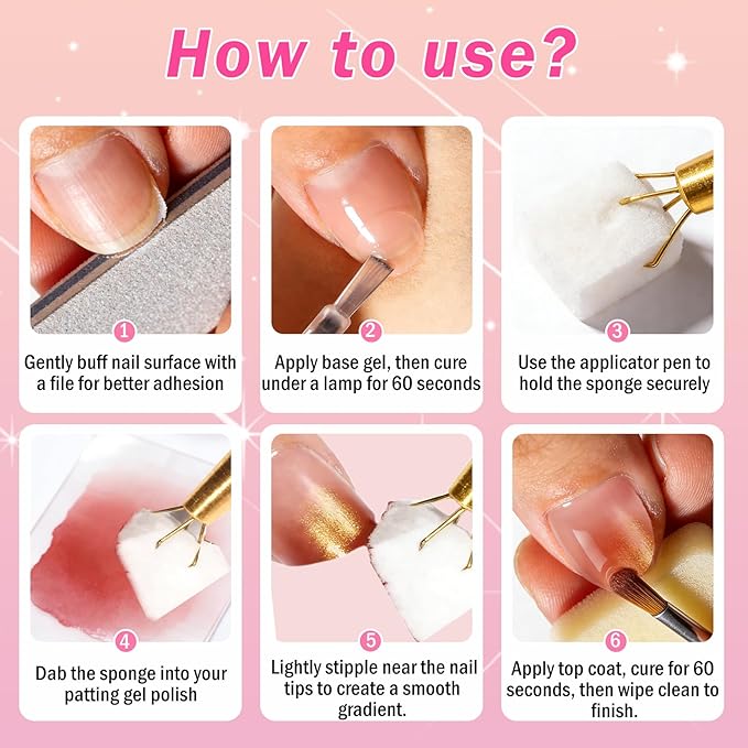 Sponge Pat Pat Gel Polish Pallete Tool Kit, 57 Colors Ombre Nails Gel Paint for Nail Art Gradient Painting Gel Blush Blooming Aura French Manicure, Valentines Day Gifts UV/LED Curing DIY Nail