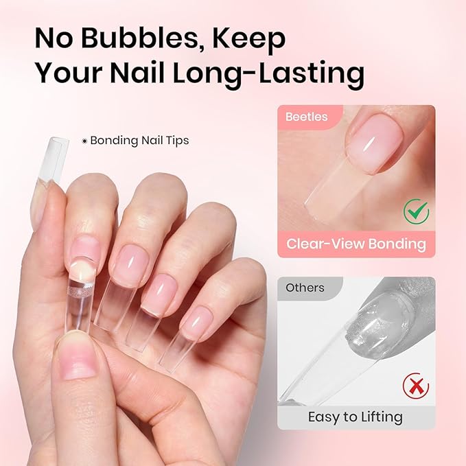 Beetles Tipex Nail Glue Gel 2 Pcs 20g, Super Strong Hands-Free Solid Nail Glue for Tipex Instant Apex Nail Tips, Professional Beginner-Friendly, U V Light Required