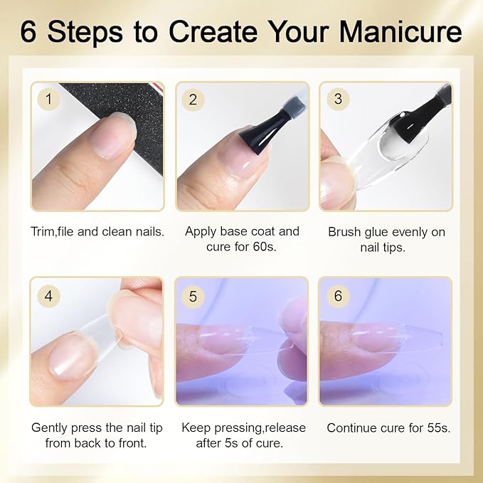 JODSONE Nail Glue Gel - 16.5ml 4-in-1 Formula for Tips, Base Coat, Builder Gel & Rhinestones. Achieve Long-Lasting, Salon-Quality Art at Home Requires U V Light Curing