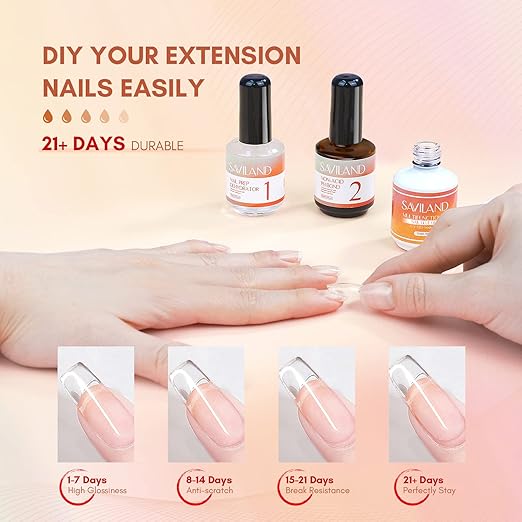 SAVILAND Nail Dehydrator and Primer: Nails Prep Kit Super Strong Nail Glue Non-Acid for Nail Studs No Lift Primer and Dehydrator for Gels Polish Press Ons DIY At Home Salon Gift for Home