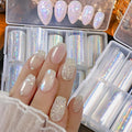 10Rolls Aurora Nail Foil for Nail Art Laser Nail Transfer Foil Stickers 3D Holographic Nail Art Foils Clear Glass Fragment Starry Sky Paper Nail Stickers Holographic Mermaid Nail Decals Foil for Women