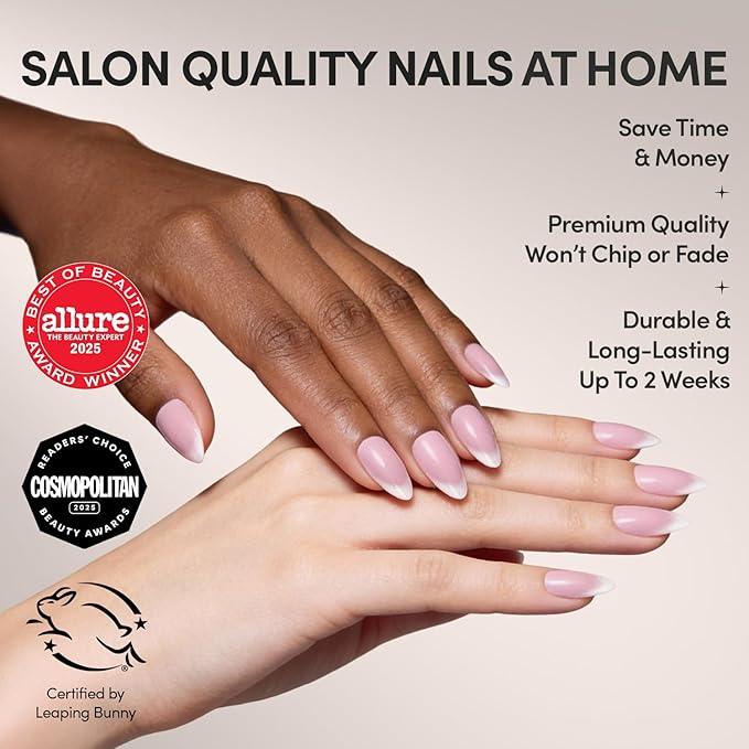 Valentines Day Glamnetic Press On Nails - Lovers Blush | Opaque, Glossy Velvet Pink Nails, Salon Quality | 15 Sizes - 30 Nail Kit with Glue