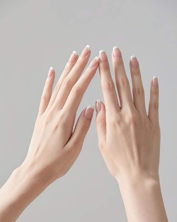 French-Inspired 20pcs Semi Cured Gel Nail Strips - Salon-Grade DIY Wraps with Glaze Texture, Easy Application, UV Light Required for Classic Nails