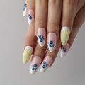 3D Blueberry Flowers Press On Nails Almond Medium, 3D Pattern Designer Reusable Acrylic Nails Press Ons, Fake Nails With Glue On, Daily Wear Floral False Nails For Women
