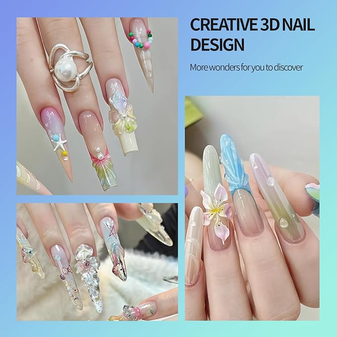 3D Gel Nail Art Kit-Blue Aurora Solid Builder Gel for Nails 3D Sculpting Carving Building Modeling Hard Extension for Beginner DIY Salon at Home Cured Needed