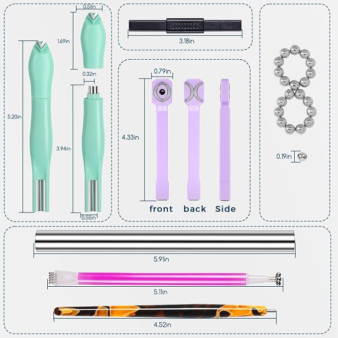 26 Pieces Cat Eye Magnet for Nails 3-in-1 Nail Heart Magnets Cylindrical Strong Nail Magnet Multi-Functional Nail Magnet Wand Flower Magnet Stick Magnetic Beads for Cat Eye Gel Nail Polish