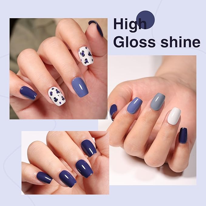 6Pcs 12ml Gel Nail Polish Set with Red White Blue, Gel Polish Kit for Salon DIY at Home, Soak Off LED UV Gel Nail Polish, Gifts for Women Girls
