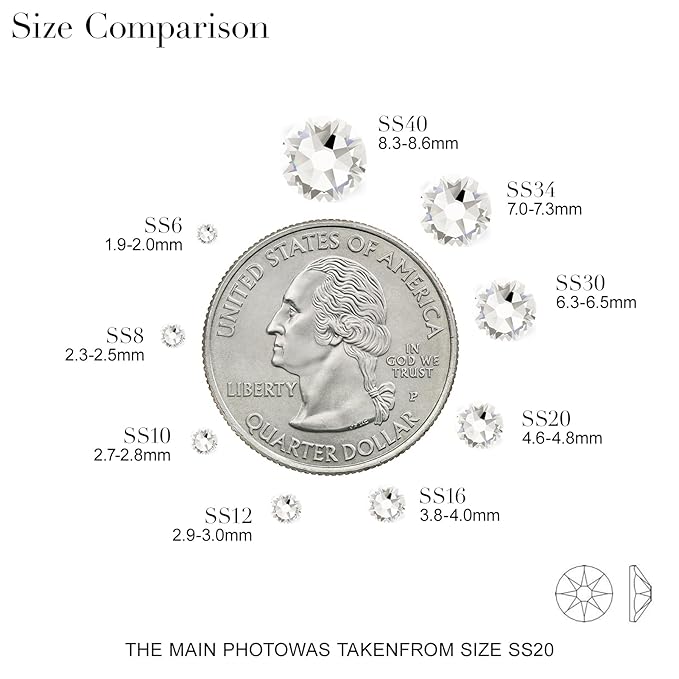 Novani Clear Rhinestones Flat Back Round Rhinestone Style 2088 Sparkly Crystal Gemstones for Makeup Nail Art Crafting,Mixed Small Size(SS6-SS20)