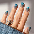 Glamnetic Press On Nails x Harry Potter™ - Lumos | Short Squoval Fake Nails with Velvet Blue Magnetic Gradient Tips, Salon Quality Officially Licensed | 15 Sizes - 30 Nail Kit with Glue