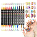 12PCS Nail Art Pen Set, 24 Colors Double-Ended Matte Finish Nail Markers for Women, Quick-Dry Nail Design Kit for DIY Home Salon & Beginners