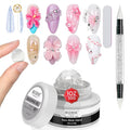 MIZHSE 30g 3D Gel Nail Art 5 in 1 Non-Sticky Hand Solid Builder Gel for Nails Sculpting Hard Gels with Dual Form for 3D Carving Patterns Flowers Nail Art Design Home DIY Manicure for Women