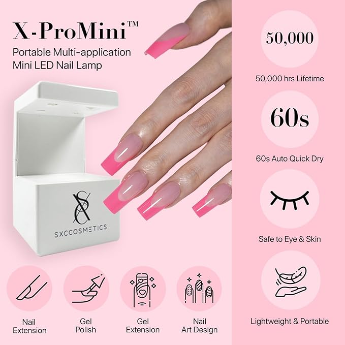 SXC Cosmetics French Tip Press On Nails – 5 Pink Series, Extra Short Square, X-Pro Tips Starter Kit | 150PCS, 15 Sizes, 5 Styles, Beginner-Friendly