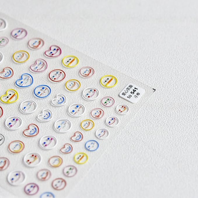 New 5D Stereoscopic Embossed Love Face Colorful Nail Decals Self-Adhesive Nail Decals DIY Healing Sadness Nail Art Decoration Sticker (3 Sheets)