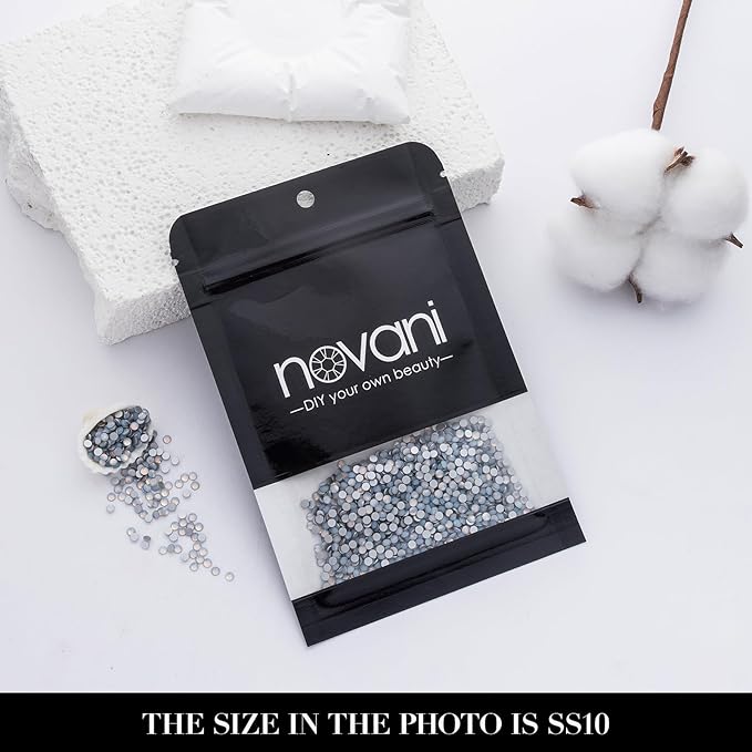 Novani 3000 Pieces Flatback Rhinestones Glass Round Gems White Opal Crystals for Nail Art DIY Crafts Clothes Shoes,SS10,2.7-2.9mm