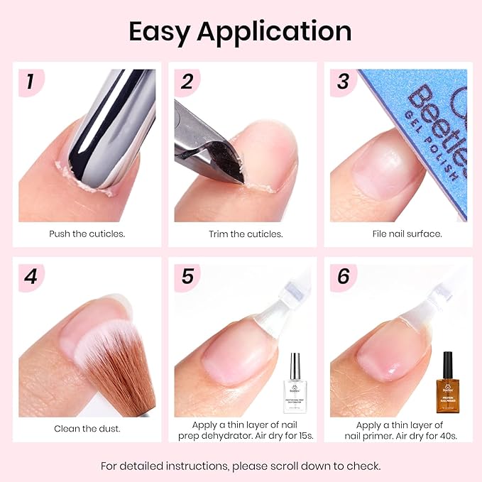 Beetles 15ml Protein Nail Prep Dehydrator and Primer nail Set - 2PCS Hema-Free & Acid Free Nail Bond Protein Prep Kit for Gel Nail Polish Acrylic Nail Supplies
