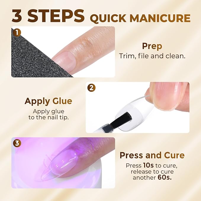 UNA GELLA 9 in 1 Gel Nail Glue U V Light Super Hold for Gel Nails Tips, 10 ml Brush On Nail Glue for Light-Color Press On Nails, Rhinestones, Base Coat, Blooming Art, Acrylic Tips Lamp Needed