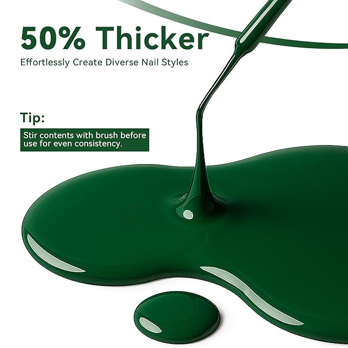 MAYCHAO Green Swirl Gel Liner Nail Art Polish, 8ml Classic Christmas Green Gel Color Built-in Thin Brush, UV Light Cure for French Nail Tips DIY Manicure at Home Salon