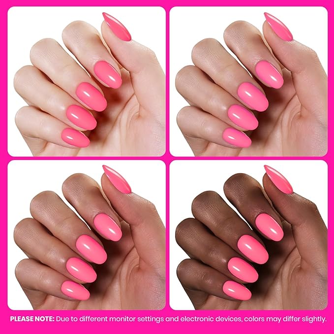 Beetles Hot Pink Gel Polish - Blush Popper 15ML/0.51Fl Oz, Hema Free Neon Pink Gel Nail Polish, Same Color Same Bottle, Soak Off UV LED Lamp Spring Summer Nails Art, Manicure Salon DIY Neon Nails