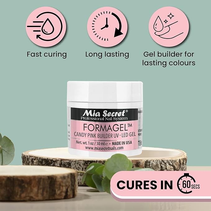 Mia Secret Nudes 1oz Formagel Gel Nail Builder - UV Led Gel - Cover Blush - Cover Tan - Candy Pink Pick Yours (Candy Pink)