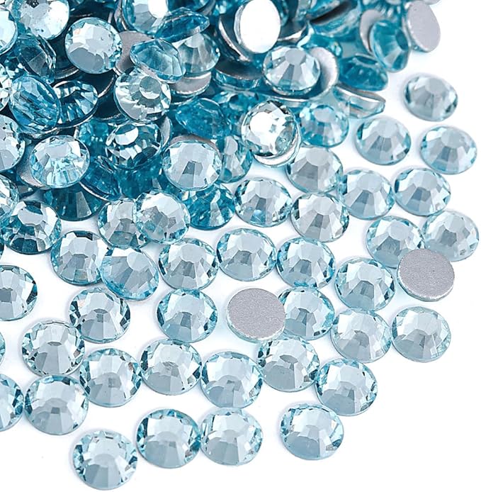 Blinginbox 1440 Pieces SS20/4.6-4.8mm Flat Back Crystal Rhinestones Round Gems for Nail Art,Ice Blue