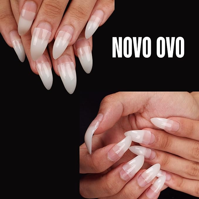NOVO OVO Halloween 500 pcs Half Cover Hawk Curved Raptor Eagle Claw Extra Super Extreme Deep Curve Stiletto False Nail Extension Tips Natural Color Acrylic Nail 10 Sizes for Art Salon In Bag