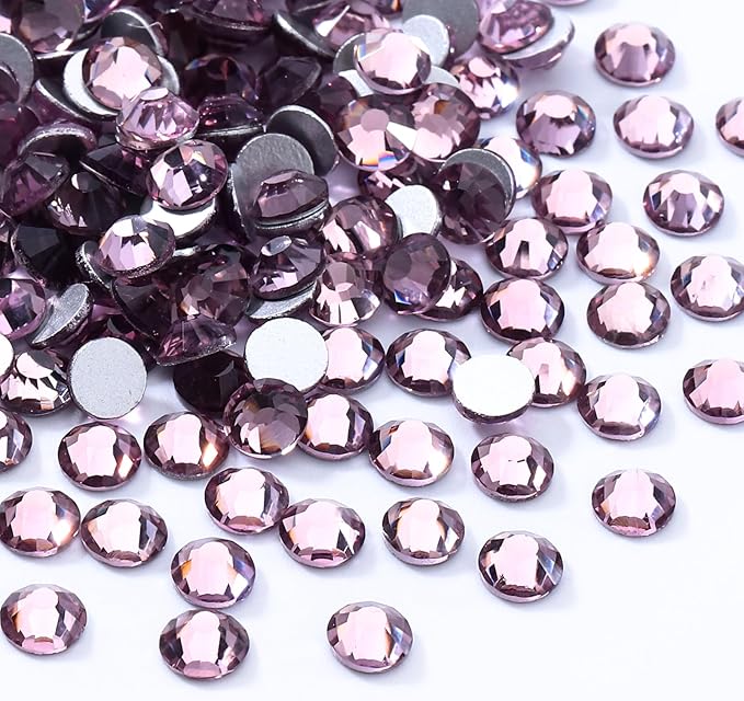 Light Amethyst Flatback Rhinestones, Glass Rhinestones for Nail Art and Craft, Glue Fix, Loose Crystal Gemstones(Lt.Amethyst, SS20, 1440pcs, 4.6-4.8mm)