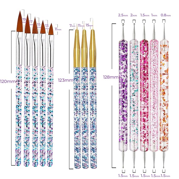 WAYI Nail Kit with 200 White & Clear French Tips, Nail Forms, Acrylic Brushes, Drawing Tools, Dotting Pens, Clipper, File & Buffer for UV Gel Acrylic DIY Manicure & Salon Use