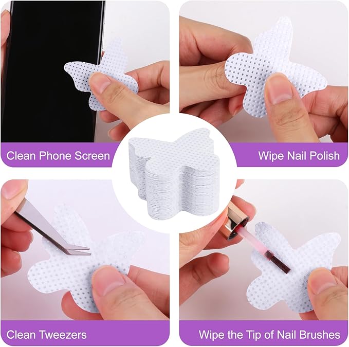 200pcs Nail Cotton Pads, 1 Pull-Off Pump-Style Bottle Suitable for Nail Care Wipes, Nail Cleaning Pads, Mascara Extension Glue Cleaning Wipes Care Product Sets (White)