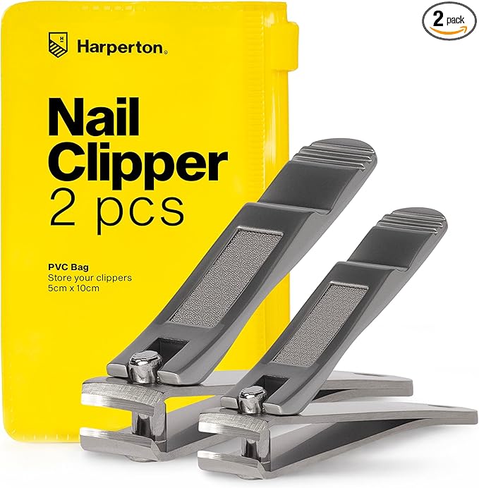 Ultra Sharp Nail Clippers Set - 2 Pack Stainless Steel Fingernail & Toenail Trimmers with Built-in Nail File for Women & Seniors (Silver)