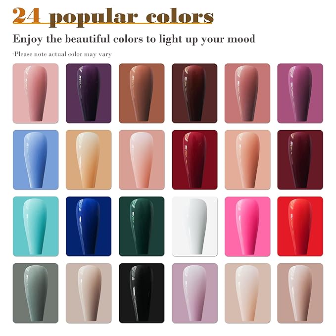 AddFavor Long Coffin Press on Nails Full Cover Ballerina Fake Nails Glossy Acrylic Artificial False Nail Tips for Women and Girls, 576pcs, 24 Pure Colors