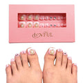 LOVFUL Handmade Acrylic Press on Toenails Sweet Elegance | Salon Quality 20 PCS Free Size Toe Nails | Reusable Fake Nails for Toe | T34